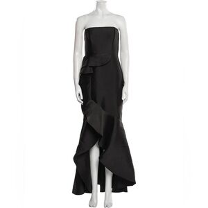 NEW Fame & Partners Ruffle Strapless Dress Maxi Size 2 Black Party Elegant